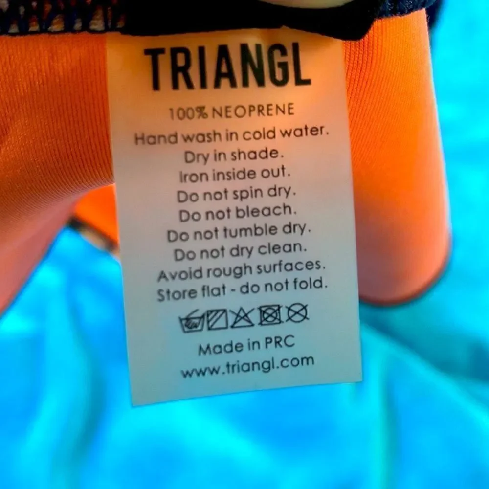 Triangl Navy Blue Bikini Bottom Orange Flowers Floral Swimwear Tropical Vacation
